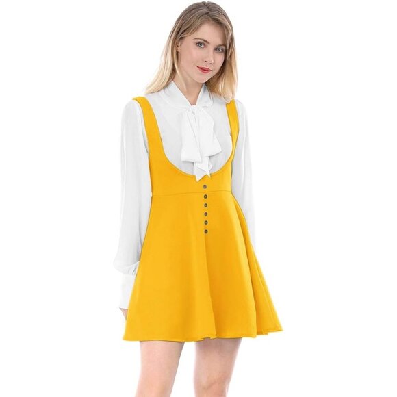 Allegra K yellow pinafore suspender skirt size Medium - Picture 8 of 8